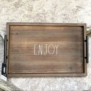 Rae Dunn ENJOY Wooden Tray with Metal Handle